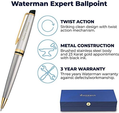 Caneta personalizada de Waterman | Pen do esboço de especialista em Waterman gravado - acabamento em aço