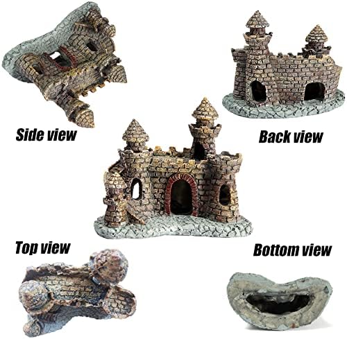 Decorações de aquário de tfwadmx castelo resina de peixe tanque de esconderijo casas de ornamentos