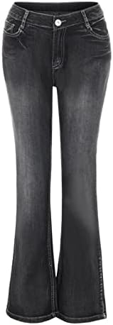 Jeans de fundo de sino mrgiinri para mulheres 2023 Moda High Blot Button Up High Wistide Flare Jeans Stretch Classic