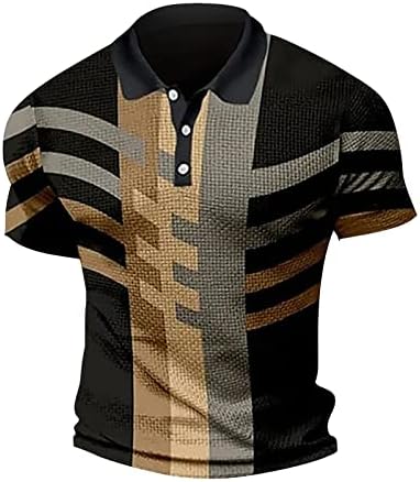 Camisa de pólo de estampa de estampa listrada de estampa listrada masculina Camisa pólo casual Casual Fit Collar Sleeve Camiseta de Golfe Camiseta Tops