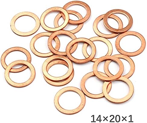20pcs 14 * 20 * 1mm kit de selo de anel plano de 1 mm arruela de cobre arruela sólida junção de vedação