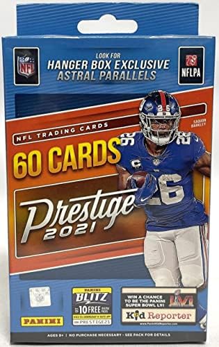 2021 Prestige NFL Football Hanger Box 60 Cartões. Cartões paralelos astrais exclusivos