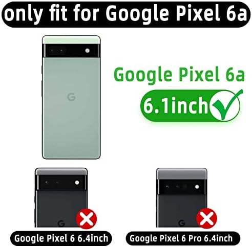 Monasay Wallet Case for Google Pixel 6A, [Blocking RFID] [Protetor de tela incluído] Flip Folio Leather Cell Tela