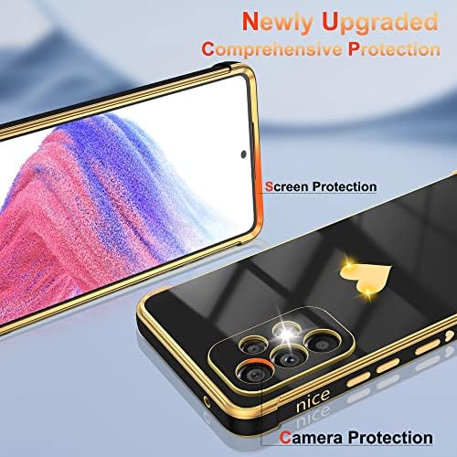 JSHRU para o caso Samsung Galaxy A53 5G com proteção à prova de choque do protetor de tela HD, Love Heart Plating