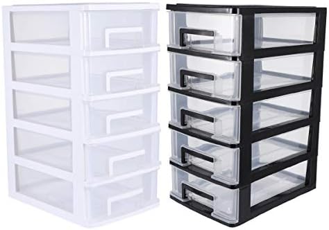 Patkaw Plástico Bins de armazenamento de gavetas organizadoras de cinco camadas 1pc 31.4x21.1x15.2cm Tipo