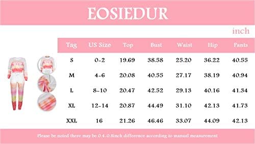 Eosiedur Stripe feminino tie -dye 2 peças conjunto de roupas -Loose Casual Sweatsuit Sets Loungewear