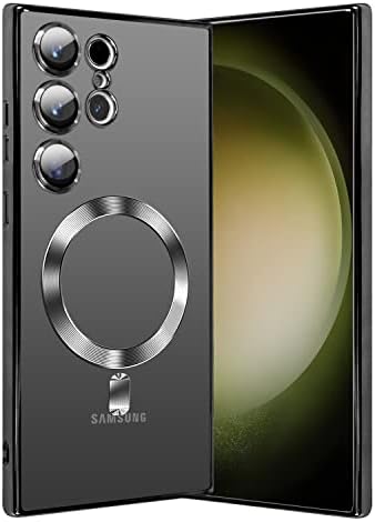 AicisingN para Samsung Galaxy S23 Ultra Caso, [Lente da câmera Protetor e compatível com Magsafe] Magnético TPU TPU TPU Anti-arranhão à prova de choque suave Caso transparente para Samsung Galaxy S23 Ultra 5g 6,8 polegadas- preto