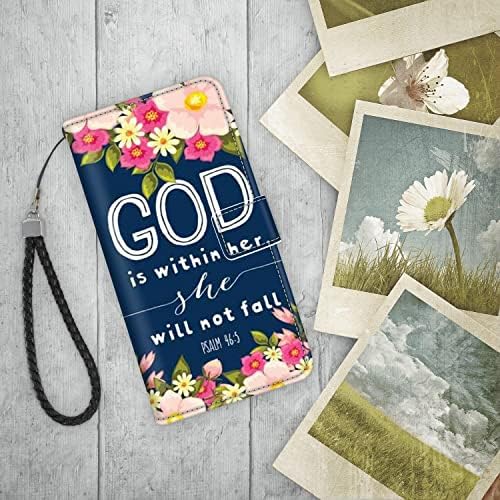 Para iPhone 12 Pro Casal de carteira para iPhone 12 Caso da carteira Bíblia Caixa de telefone de Deus