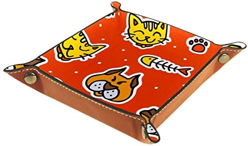 Lyetny Cat Dog Orange Organizador de bandeja Caixa de armazenamento Bandeja de mesa de mesa Caddy Alterar a carteira