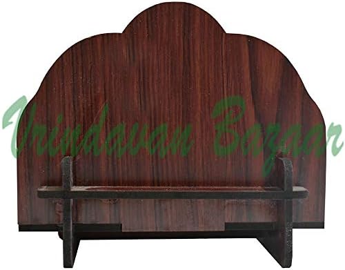 Vrindavanbazaar.com Sinhasan de madeira artesanal para dietas com design de flora dourado em fundo/dimensões: 5,75 x 4,25 x 4,75