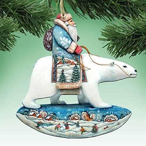 Santa Polar Bear Wooden Christmas Ornament, conjunto de 2 arte por G.debrekht 8116382