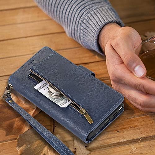 Caixa da carteira Kudex para Galaxy A12, [slots de 9 cartas] Capa de bolsa de carteira de couro com