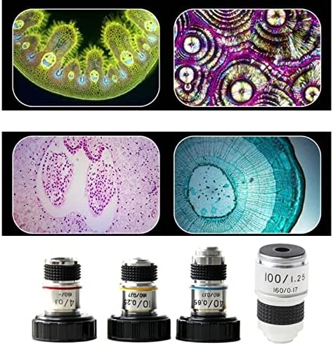 Acessórios para microscópio para adultos crianças 4x 10x 40x 100x Microscópio Lente Objetiva Objetiva Achromática