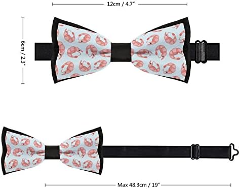 Forsjhsa colorida camarão colorido com gravatas pré-amarradas de gravata de laço ajustável gravura de nova gravata