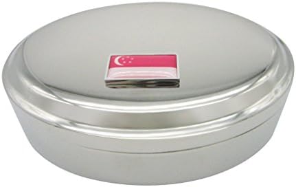 Fin -bordado de Cingapura Bandeira Pingente Oval Tinket Jewelry Box