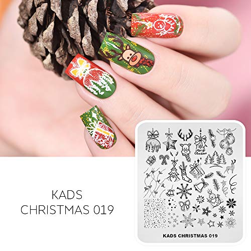 KADS 3PCS Placas de estampagem da arte de unha Christmas Snowflake Santa Christmas Socks Tree Bell Uil