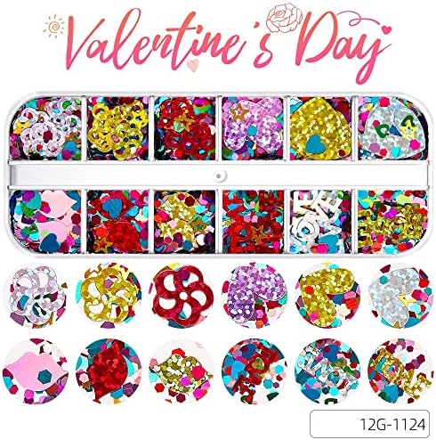 12 grades/peça Conjunto misto Conjunto rosa Transparente Heart Butterfly Nail Art Art