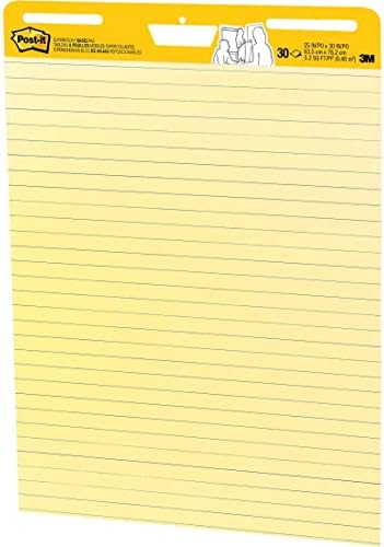 Post-it Super Sticky Cavalhól Pad, 25 em x 30 em lençóis, papel amarelo com linhas, 30 folhas/pads, 4 pads/pacote,