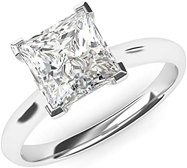 10k Gold Branco quadrado 8mm simulado princesa cortada diamante anel de noivado de faca Promise com o anel
