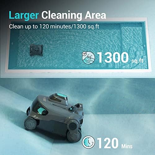 Aiper Elite Pro Cordless Robotic Pool Cleaner, Wall Climbing Automático piscina piscina Cleaum, 120