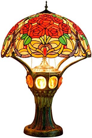 Tiffany Style manchado lâmpada de mesa de mesa criativa Rosa Padrão