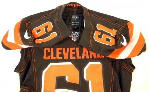 2019 Cleveland Browns Wyatt Ray #61 Game usou Brown Jersey 100 NFL Patch 40 792 - Jerseys não assinados da NFL usada