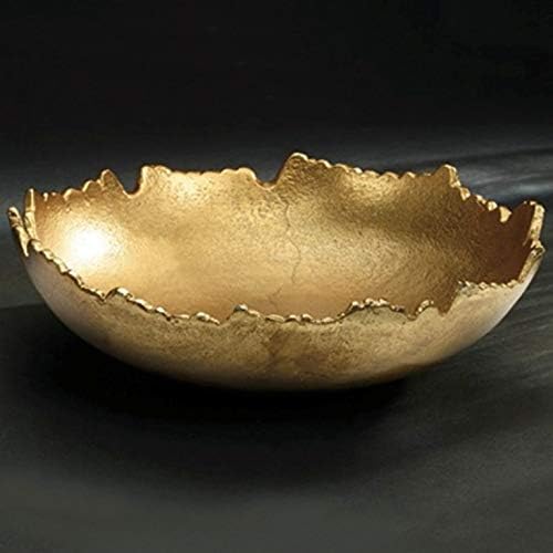 Gold Bowl Shape assimétrica e bordas pontiagudas tigela de peça central rasgada decorativa, 9 polegadas para nozes