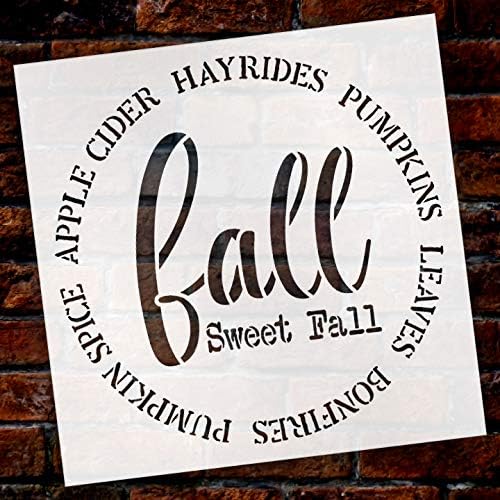 Fall Sweet Fall Pumpkin Apple Cider Round Stêncil por Studior12 | Para pintar sinal de madeira | Totas de móveis Tecido | Mântos de paredes de decoração de outono | Decoração de casa DIY - Escolha