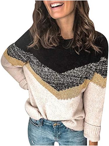 Camis cutâneos de suéteres femininos de Ymosrh Autumn Winter Stitching Sweater de malhas de mangas