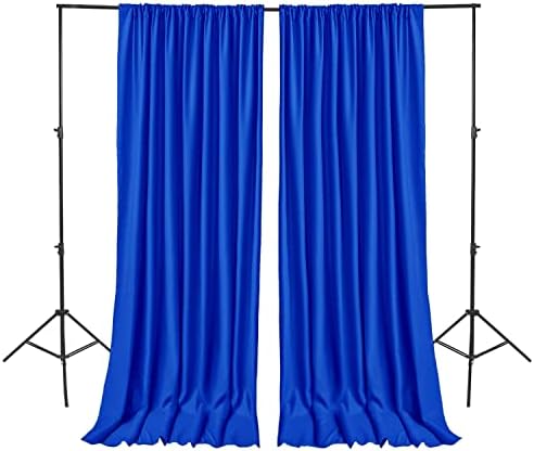 Cortinas de tela azul hiasan neon para festas, cortinas de pano de fundo de fotografia de poliéster para reuniões de família, decorações de casamento, 5ftx8 pés, conjunto de 2 painéis