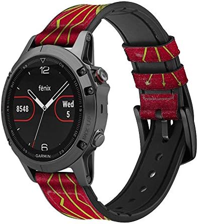 CA0613 Roman Shield Scutum Leather & Silicone Smart Watch Band Strap for Garmin Approach S40, Forerunner 245/245/645/645,
