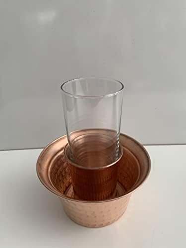 Yuvadan Copper Raki Glass Cooler Conjunto de 2 oz/rakı coxes portador de cobre artesanal Conjunto de presentes