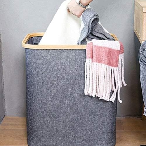 Cesta de lavanderia de depila cesta com tampa, grande cesto de roupas sujas de bambu com alça, cesta de armazenamento