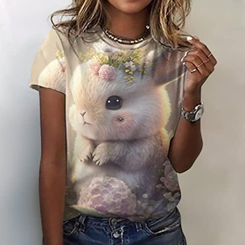 T-shirt de manga curta de verão feminina Tees de Páscoa Feliz Camisetas Graphic Graphic Tops Bloups Tops