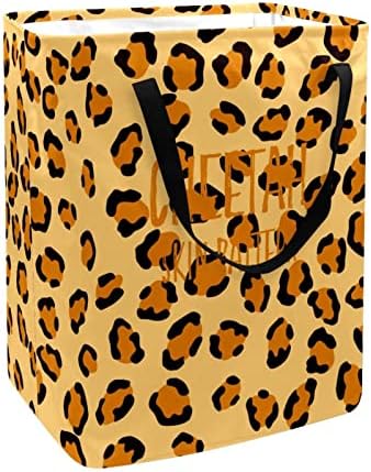 Cheetah leopard estampa estampa de estampa dobrável cesto de lavanderia, cestas de lavanderia à prova d'água 60l Armazenamento de brinquedos de roupas de roupas para dormitório para o dormitório
