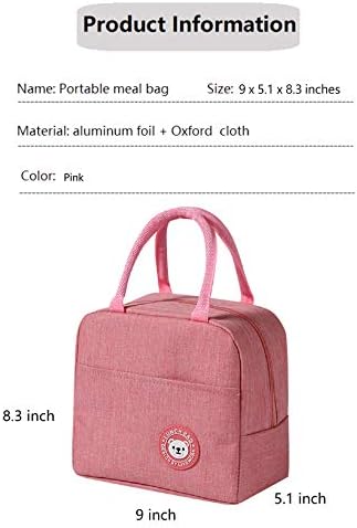 5.5 L Pink urso pequenas lancheiras para mulheres, sacos de isolamento portáteis, lancheiras reutilizáveis,