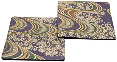 Coasters de Shinsendo Kimono Japanese Tradicional Fabrics Kinran Conjunto de 2 (Nome do padrão: Stream）