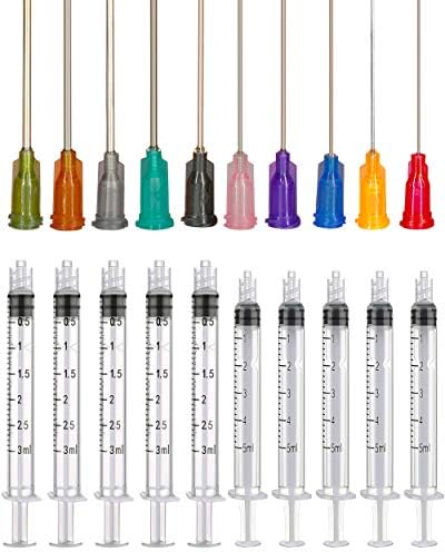 Aplicações de precisão de cola, seringas de 3 ml de 5 ml e agulhas de ponta contundentes, para medição