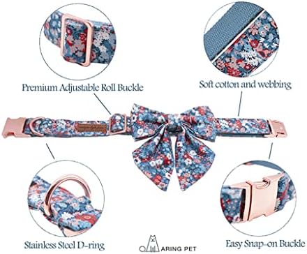 Colar de cachorro de algodão hfdgdfk com marinheiro gravata borboleta flor azul colar de cachorro ajustável