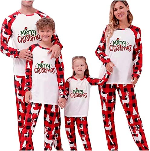Feliz Natal Família Combationando Pijamas para Família Camiseta Longa de Manga Longa + Casual
