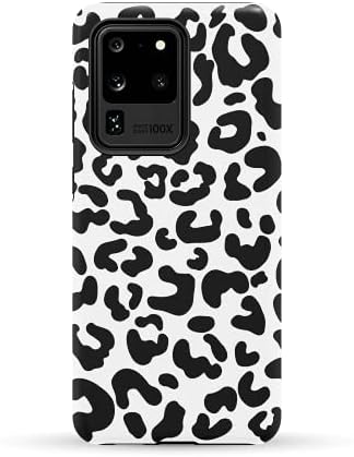 Screenflair Black White Leopard - Caso de designer de estampa de animais para Samsung S20 Ultra
