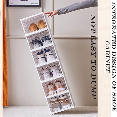 Caixas de armazenamento de calçados dobráveis ​​com tampas, organizador de sapatos transparente empilhável organizador de instalação de instalação de sapatos de sapatos para armário, corredor, sala de estar
