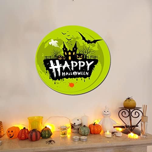 EWXIBNC Happy Halloween Tin Sinp Sinal pendurado Decoração de porta de Halloween para o cabide da porta de Ação