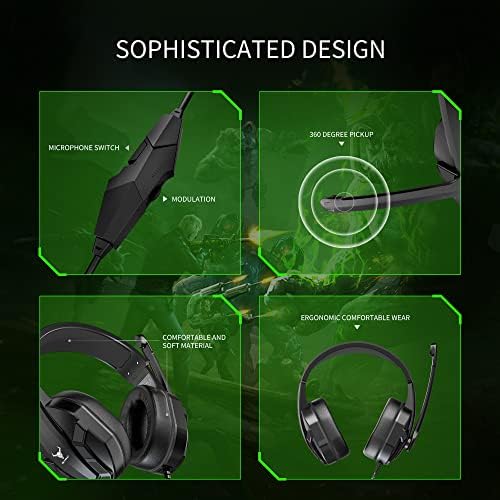 Fone de ouvido Kikc PS4 Gaming com microfone para Xbox One, PS5, PC, Telefone Celular e Caderno, fones de ouvido