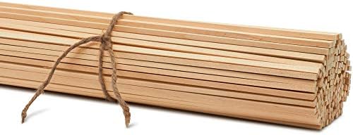 Hastes de dowel quadrado de madeira 3/16 polegadas x 36 pacote de 100 palitos artesanais de madeira para artesanato e madeira por pica-pau