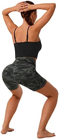 Shorts de motoqueiros uue para mulheres shorts de ioga de cintura alta com bolsos Controle de barriga,