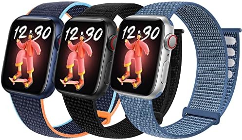 ASONDIG Compatível para crianças Apple Watch Band 3 Packs Nylon Sport Rainbow Band Substituição