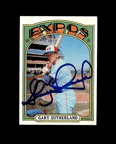 Gary Sutherland assinou 1972 Topps Montreal Expos Autograph