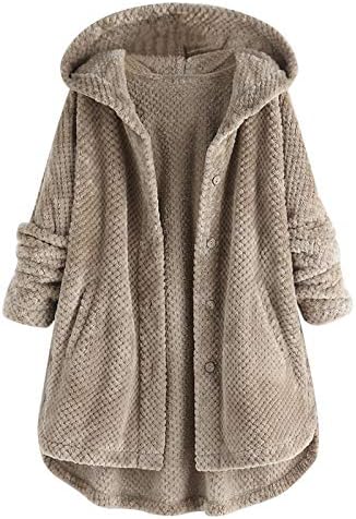 Aodong Casacos de inverno para mulheres 2022 Fuzzy lã de lã quente sobretudo botão de pelúcia de lapela