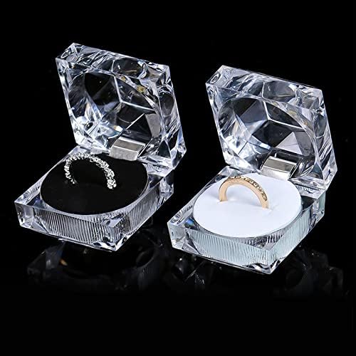 Elepura 12 PCs Caixas de presente de anel de cristal transparentes Brincos Caixa de armazenamento